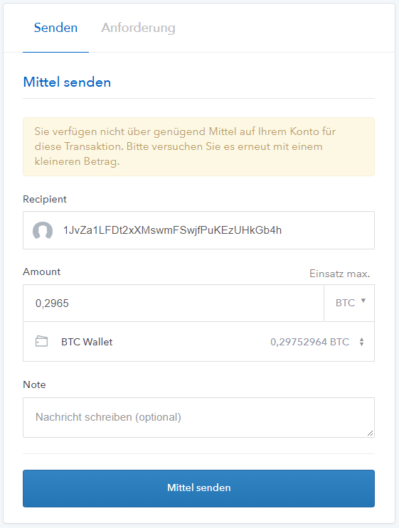 Bitcoin senden